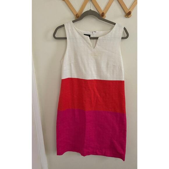 Ann Taylor Dress Women's 6 Petite Sheath Colorblock Knee Length Colorful - Picture 2 of 6